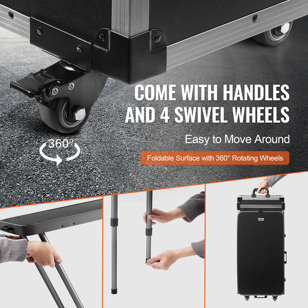 Make-up Box - Make-up Organizer - Make Up Set - Opbergdoos - Extra Groot - Make-up Cosmetica - Opbergmogelijkheid voor Make-up - met Handvat, Wielen en Steunpoten - Zwart