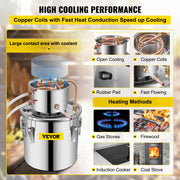 Vevor - Beer Distiller 20L - Manual - Stainless Steel - Versatile Solution for Brewing and Distilling - Silver
