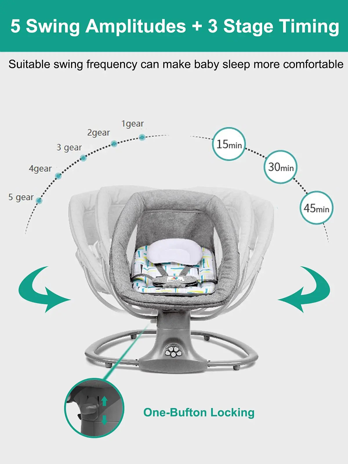 Babywieg - Elektrische Wipstoel - Babybedje - Wipstoel  - Elektrische Schommelstoel  - Babyschommel- Baby Swing - Kinderstoel - voor Pasgeborenen – Op Afstand Bestuurbaar - Bluetooth Muziek - Comfortabele Zachte Schommelstoel voor Baby’s - Roze en Grijs
