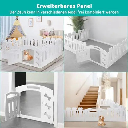 Dog Pen, H60cm, 3/5/7+1 Panels, with Lockable Door, Recycled Plastic,Puppy Enclosure,For Rabbit Runs, Indoors, Outdoors, Playpen - QUORE