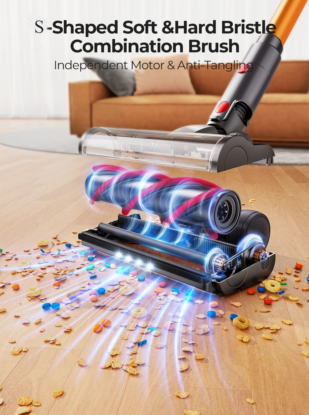 Draadloze Stofzuiger - Wireless - Steelstofzuiger - 500W - Krachtige Zuigkracht - 50KPA - HEPA Filter - 1.2L Stofreservoir - 55 Min Accuduur - LED Touchscreen