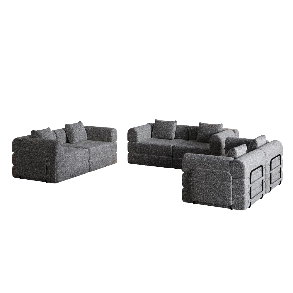 Slaapbank – Bedbank – Sofa – Zetel – Logeerbed – Chenille Stof – Opbergruimte Armleuning – Stevig Metalen Frame – Modulair Ontwerp – 2-zits Grijs - QUORE