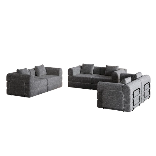 Slaapbank – Bedbank – Sofa – Zetel – Logeerbed – Chenille Stof – Opbergruimte Armleuning – Stevig Metalen Frame – Modulair Ontwerp – 2-zits Grijs - QUORE
