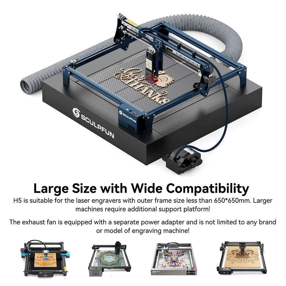 Honeycomb Laser Bed – Laser Werkplaat – Laser Snijbed – Laser Gravure Bed – Afzuigsysteem – Staal Constructie 650x650mm – Rookafvoer Ventilator