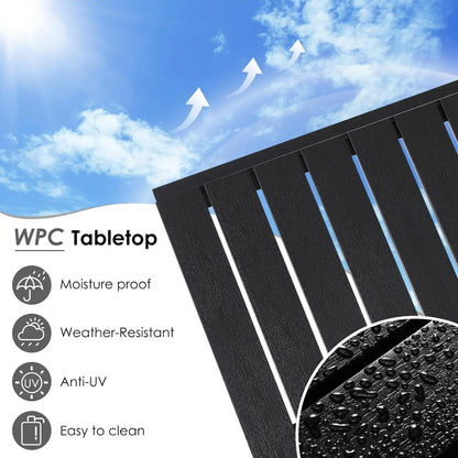 Tuintafel - Eettafel - Bistrotafel - Balkontafel - Terrastafel - met Hittebestendig - Weerbestendig - Antislip - Aluminium - Hout-kunststof - 110 x 70 x 73 cm - Bordbreedte 9 cm - Bruin