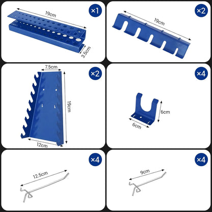Gereedschapswand – Perforatiewand – Werkplaatswand – Opbergwand – Metaal Gereedschapsbord – 3 Panelen 117x55x2 cm – Inclusief 17-delige Haken Set