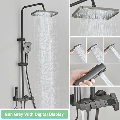 Douchekraan - Douchepaneel  - Douche - Regendouches - Regendouche & Bidet Systeem met Piano-Stijl Mengkraan - Slimme Inbouw Douchekraan Set met Digitaal Display - QUORE