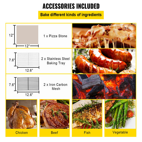 Pizzaovens - Pizzaoven Buiten - Pizzaoven Houtgestookt - Pizzarette - Pizza Maker - 12” 2-laags Pizzaoven - met 2 Afneembare Wielen