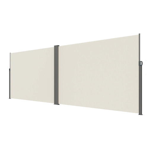 Windscherm -Zijscherm - Uittrekbaar Zijscherm voor Buiten – Waterdicht - Polyester - Privacy Scherm - PU coating - UV 30+ Zonwering - Windscherm en Ruimteverdeler - 200X600cm - Geelachtig - QUORE