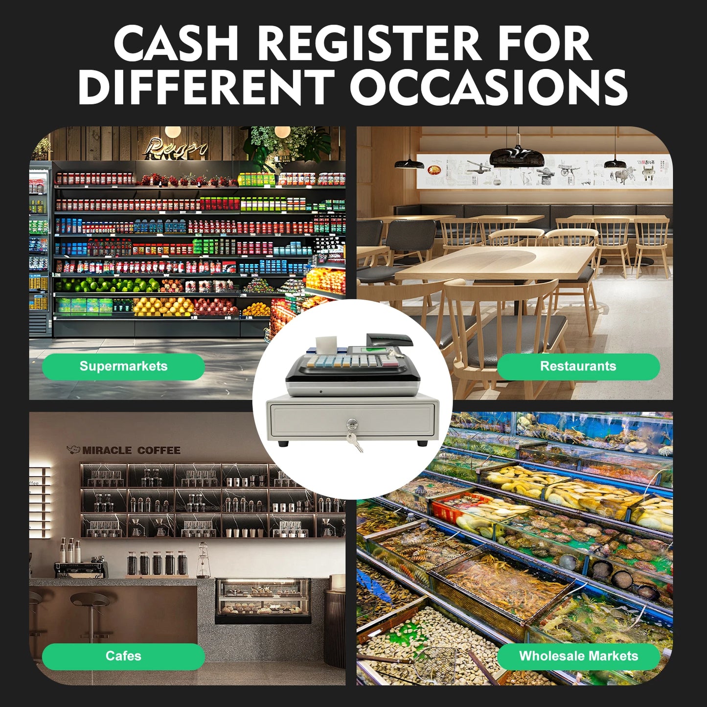 Elektronisch Kassasysteem – Kassalade – Kassa Machine – Betaalsysteem – POS Systeem – 48 Toetsen – Dubbele LED-Display