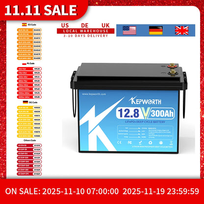 12V 300Ah LiFePO4 Accu – Deep Cycle Accu – Lithium Batterij – Energieopslag Accu – Zonne-energie Accu – Geïntegreerd BMS – Lange Levensduur - QUORE