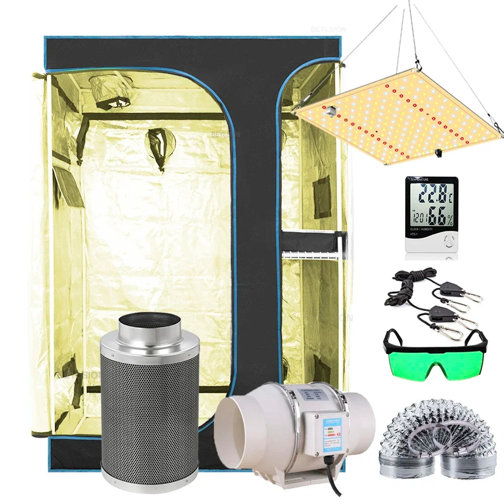 Kweektent – Groeikas – Kweekruimte – Planten Tent – 600D Oxford Doek – Reflecterende Binnenlaag – LED-Groeilampen - 90X60X135CM2in1Kits - QUORE