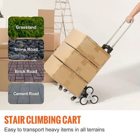 Trapklimwagen - Steekwagen - Verstelbare Handgreep - 220lbs Draagvermogen - Opvouwbaar - 32.3-45.7in - 4 Wielen - QUORE
