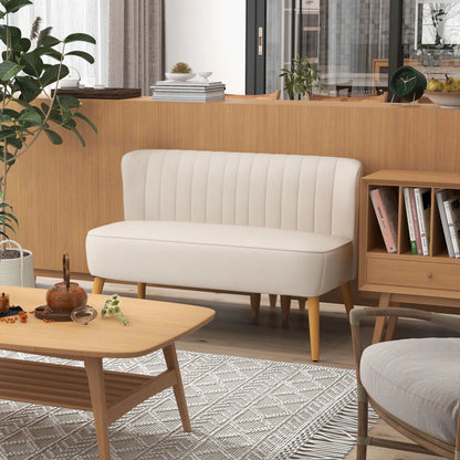 Twee-zitsbank – 2-zitsbank – Loveseat – Zitbank – Bankstel – Scandinavisch Design – Velvet Stof – 117 cm Breed – Comfortabele Zitting - Wit