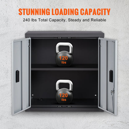 Wandkast - Kast - Locker - Opbergkast - Incl Slot en Sleutel - 54.5 Laadgewicht per Plank - Kluis - 66 x 30.5 x 66 CM - Garage - Muurkast - Cabinet - Zwart