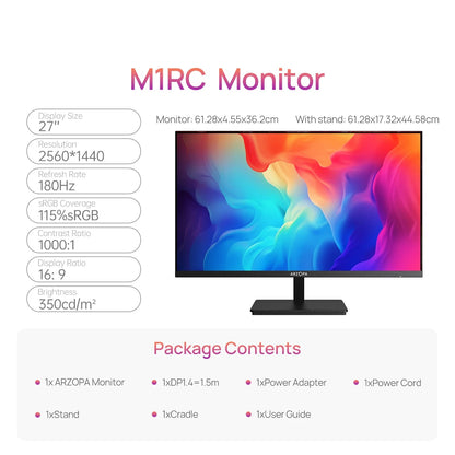 Gaming Monitor – PC Scherm – Computerscherm – Display – 27 Inch – 180Hz Verversingssnelheid – 1ms Reactietijd - QUORE