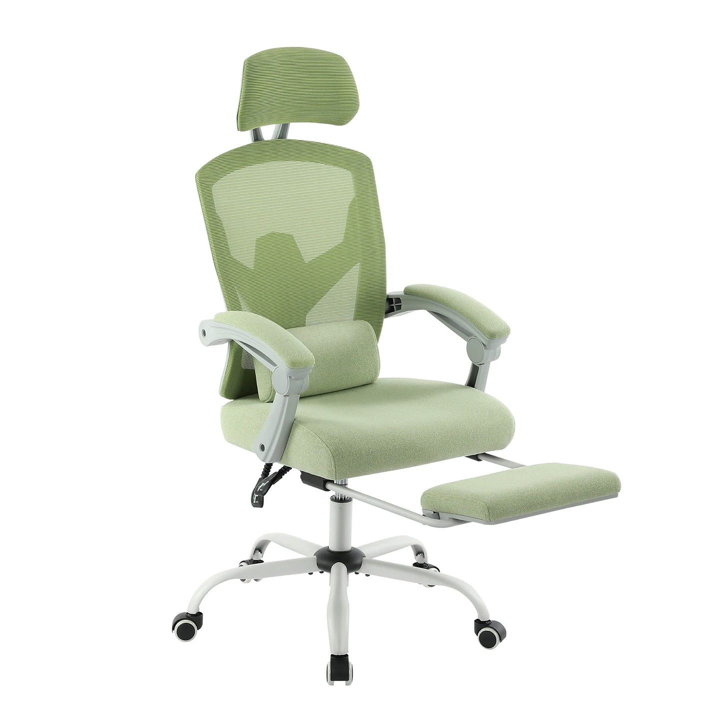 Ergonomische Bureaustoel - Stoelen - Gaming Stoel - Wipfunctie - Draaistoel - Verstelbare Hoofdsteun - Lendensteun - 125kg Draagkracht -  Lichtgroen