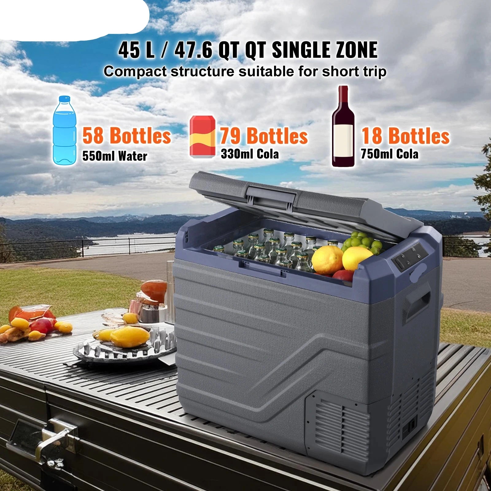 Draagbare Autokoelkast – Koelbox – Auto Koelbox – Camping Koelbox – 50 Liter – Temperatuur Instelbaar – Stil Geluid - QUORE