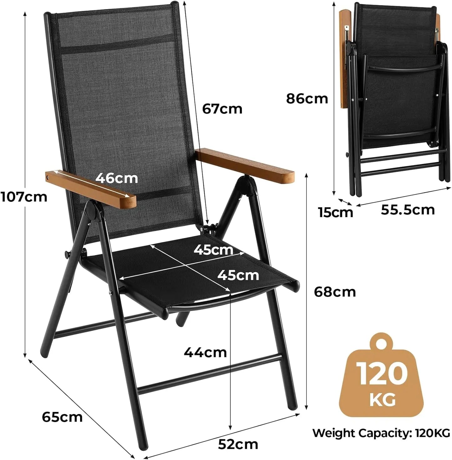 Tuinset - Bistroset - Tuintafel met Stoelen - Balkonset met 2 Stoelen en 1 Tafel - Aluminium - WPC Tuinmeubelset - Tuinstoelen - Tuintafel - WPC Tuinmeubelset - 3-Delige