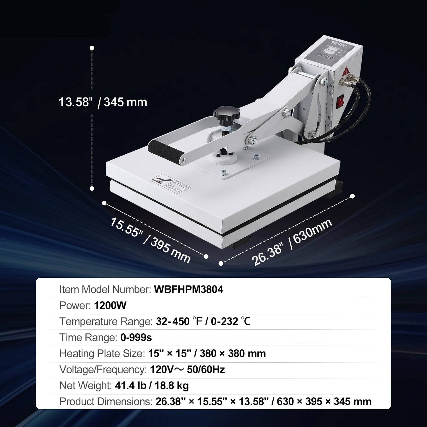 Warmtepers – Transferpers – Textielpers – Sublimatiepers – Persmachine – 15 x 15 inch Oppervlakte – Digitale Temperatuur- en Timerregeling