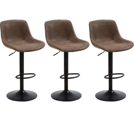 Barkrukken – Barkruk Set – Barstoel – Kruk – Barkruk met Rugleuning – Chocolade Bruin – Verstelbare Hoogte – 360° Draaibaar