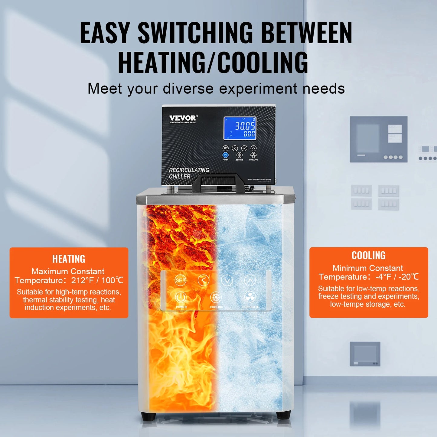 Laboratoriumkoeler – Labkoeler – Temperatuurregelaar – Circulator – Koelsysteem – 900W Vermogen – Roestvrij Stalen Reservoir