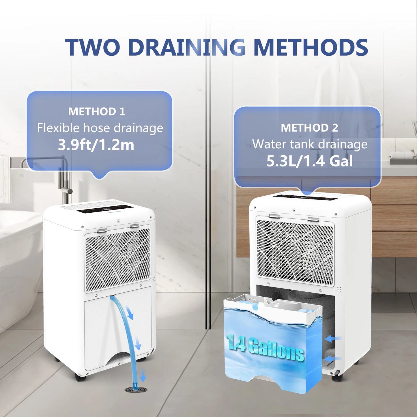 Luchtontvochtiger – Vochtbestrijder – Ontvochtiger – Air Dehumidifier – 25 Liter Per Dag – 5,5 Liter Tank – Stil Minder Dan 45 dB - QUORE