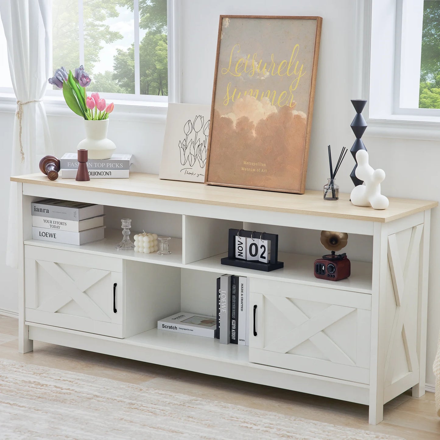 Tv-Meubel – Tv-Kast – Tv-Stand – Meubel – Draagkracht 136 Kg – Stopcontact Met Usb-Poort - 150 x 40 x 66 cm - Wit