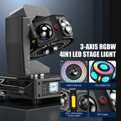 Movingheadlicht – Discolamp – Podiumverlichting – DJ Licht – Beam Spot – 160W LED – 540° Draaibereik – DMX512 & Geluidsbesturing