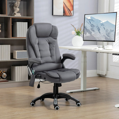 Massage Bureaustoel – Bureaustoel Met Massagefunctie – Gaming Stoel – Office Chair – Ergonomische Bureaustoel – 6 Vibrerende Massagepunten – Verstelbare Rugleuning Tot 130 Graden - Grijs