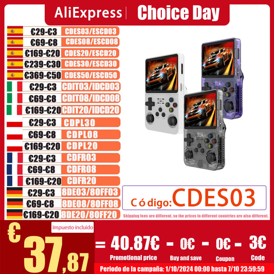 R36S Retro Handheld Video Game Console Linux System 3.5 Inch IPS Screen Portable Pocket Video Player R35S 64GB Games - QUORE