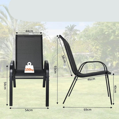Tuinstoelen - Eetkamer Stoelen - Strandstoelen - Tuinstoel - Klaptoel - Textilene Eetstoelen met Stalen Frame - Stapelbare - Draagvermogen 150kg - Set van 4 - Grijs