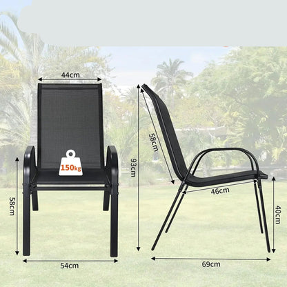 Tuinstoelen - Eetkamer Stoelen - Strandstoelen - Tuinstoel - Klaptoel - Textilene Eetstoelen met Stalen Frame - Stapelbare - Draagvermogen 150kg - Set van 4 - Chocoladebruin