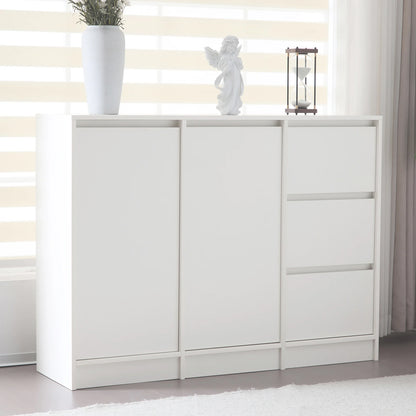 Kast - Dressoirs - 12 laden - Ladekast - Opbergkast - Halmeubel - 90 cm x 35 cm x 120 cm - Wit - QUORE