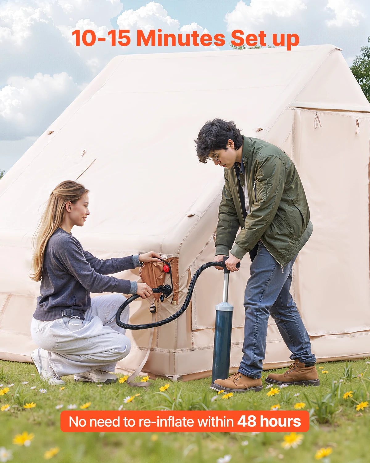 Campingtent - Opblaasbare Tent – Kampeertent – Gezinstent – Outdoor Tent – Snel Opzetten – Waterdicht 300D Oxford - QUORE