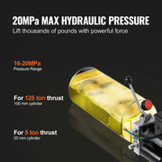 Vevor - Hydraulische pomp - 220V - Enkelwerkend - 3200 PSI Maximale Druk voor Dump Trailer Auto heffen - Reservoir Capaciteit 15 quart - Zwart