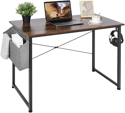 100Cm/120Cm Simple Computer PC Laptop Desk Office Desk Wooden with Storage Bag Home Office Table - QUORE