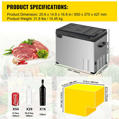 Autokoelkast - Koelbox - Elektrische Koelbox - Compressorkoelkast  - 40L (42QT - 12/24V DC en 110-240V AC - Draagbare - Mini Elektrische Koeler - Geschikt voor Kamperen, RV’s, Boten en Reizen