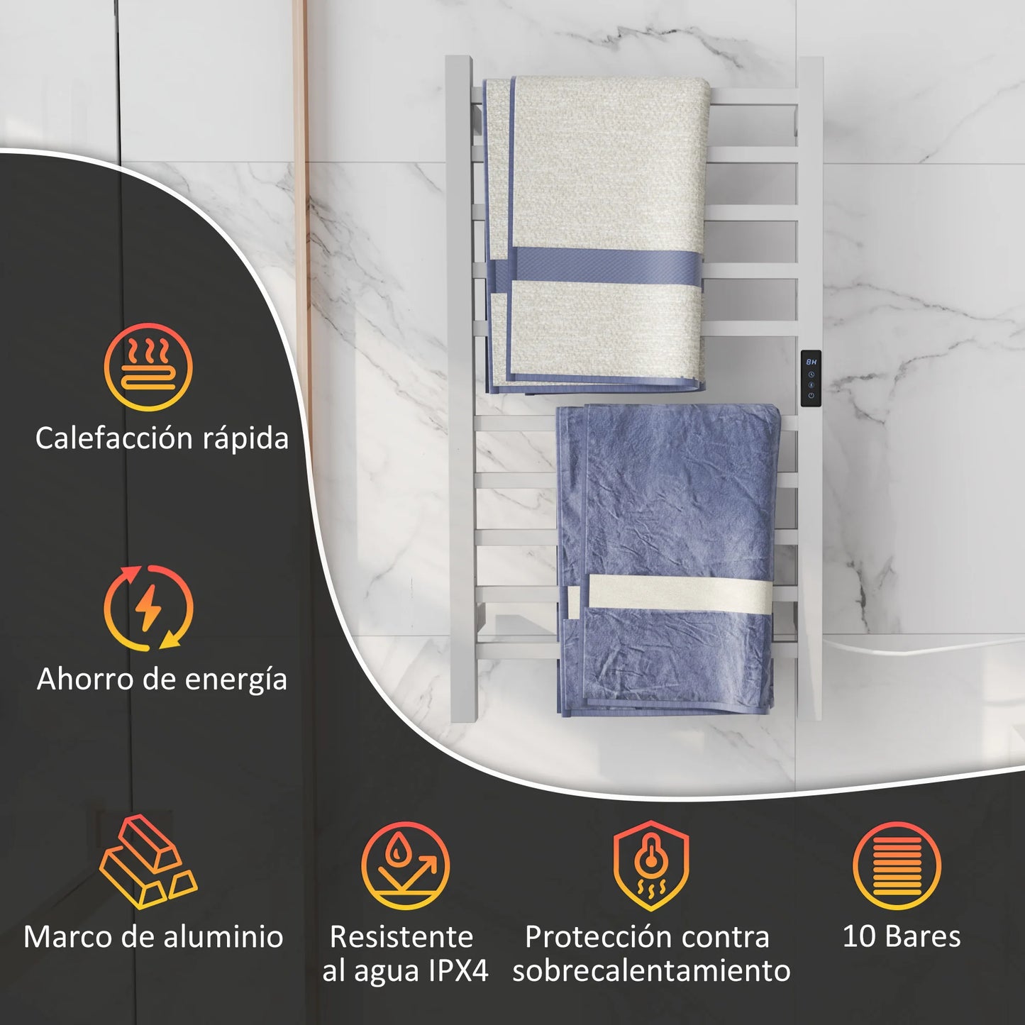 Elektrische Handdoekradiator – Elektrische Handdoekverwarmer – Handdoekdroger – Badkamer Radiator – Designradiator – Roestvrijstalen Materialen – 110 Watt Vermogen