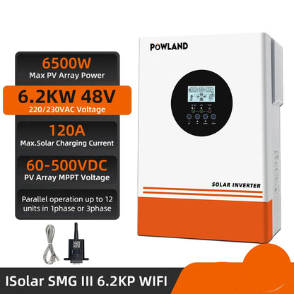 Hybride Zonne-Energie Omvormer – Solar Inverter – Mppt Laadregelaar – Zonnepaneel Omvormer – Energiebeheer – Variant Smg III 6.2kp WiFi – 6,2 KW Piekvermogen – Max 160A Laadstroom