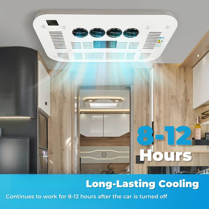 Dak Airco - Dak Airconditioner - Air conditioning - Efficiënte Koeling - met Afstandsbediening - voor RV - Camper Van - Vrachtwagens - Boten - 10000 BTU - 400-1200W - 150-400m³/u - 1-3KW - 24V - Wit