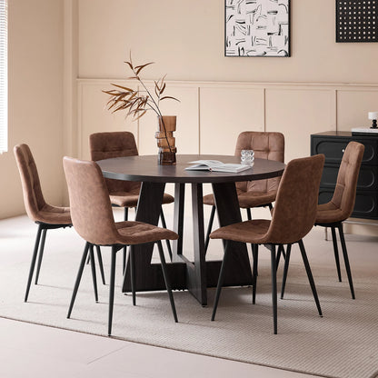 Ronde Eettafel – Eetkamertafel – Keukentafel – Tafel – Houten Tafel – Zwart Frame – Massief Hout – Ø 120 cm – Stevige Kruisvoet