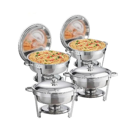 Vevor - Ronde Chafing Dish Buffetset - roestvrijstalen buffetset - voedselverwarmer voor catering, buffet en feest - QUORE