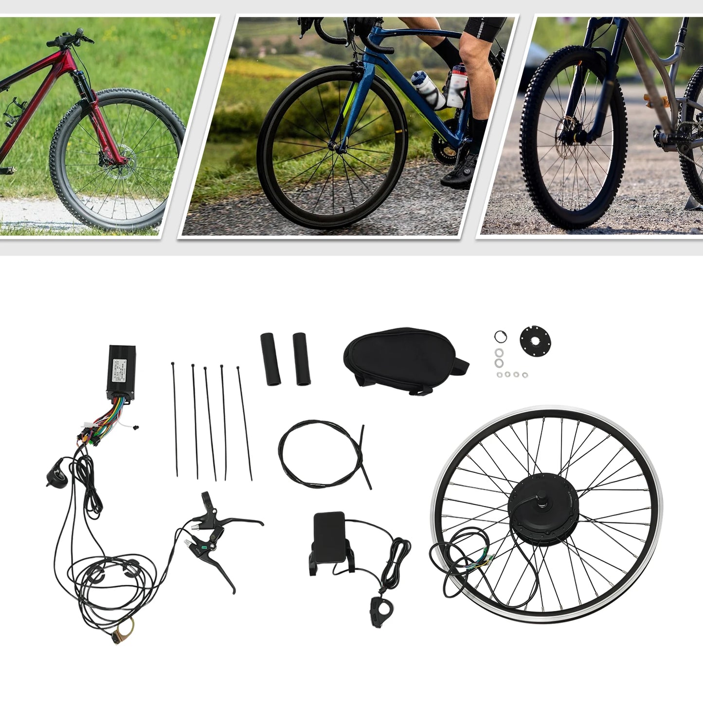 Elektrische Conversiekit – E-Bike Ombouwset – Fiets Motor – 24 Inch Motorwiel – 500W Brushless Motor – 5 Ondersteuningsstanden - QUORE