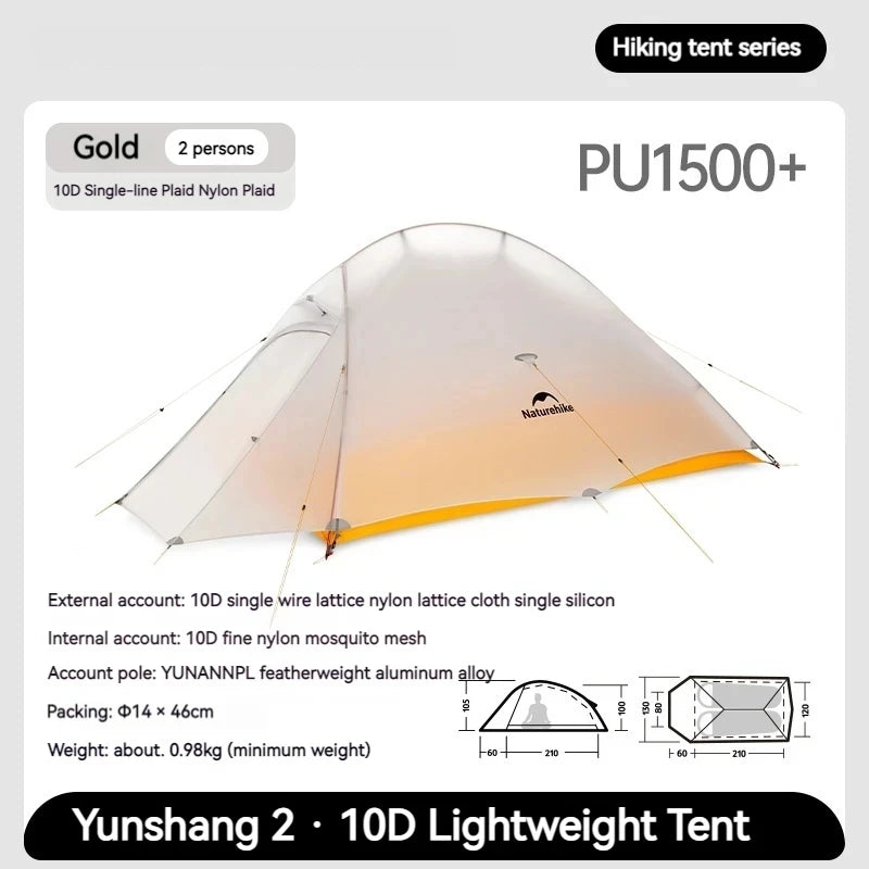 Ultralichte 2-Persoons Tent – Kampeertent – Trekkingtent – Buitentent – Outdoor Tent – Waterdicht tot 3000 mm – Compact en Lichtgewicht