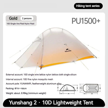 Ultralichte 2-Persoons Tent – Kampeertent – Trekkingtent – Buitentent – Outdoor Tent – Waterdicht tot 3000 mm – Compact en Lichtgewicht