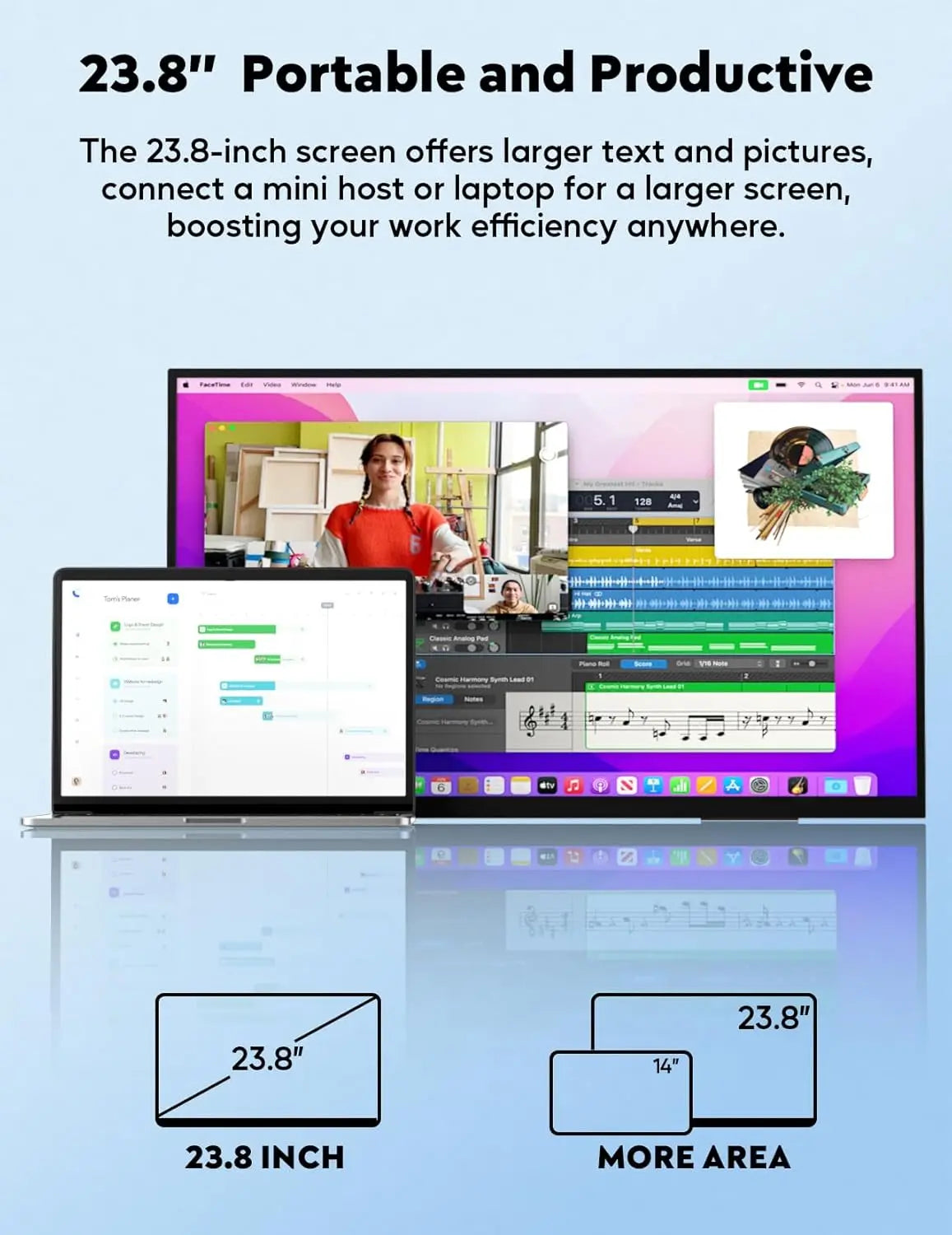 24" Draagbare Monitor – Extern Scherm – Gaming Monitor – Laptop Scherm – 24 Inch Monitor – 120Hz Verversingssnelheid – 100% sRGB Kleurnauwkeurigheid