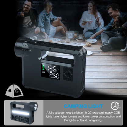 5-in-1 - Auto-Starthulp - Draagbare Zaklamp - Startapparaat Power Bank - Automotive Booster-start - met Luchtcompressor - 12000-18000mAh - 1000A - 150PSI - 12V - 10W - 1300LM - Zwart