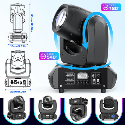 Professionele LED Moving Head – Gobo Spotlamp – DJ Licht – Podiumverlichting – Feestverlichting – 120W Power – 18 Prism Effect – EU Stekker - QUORE