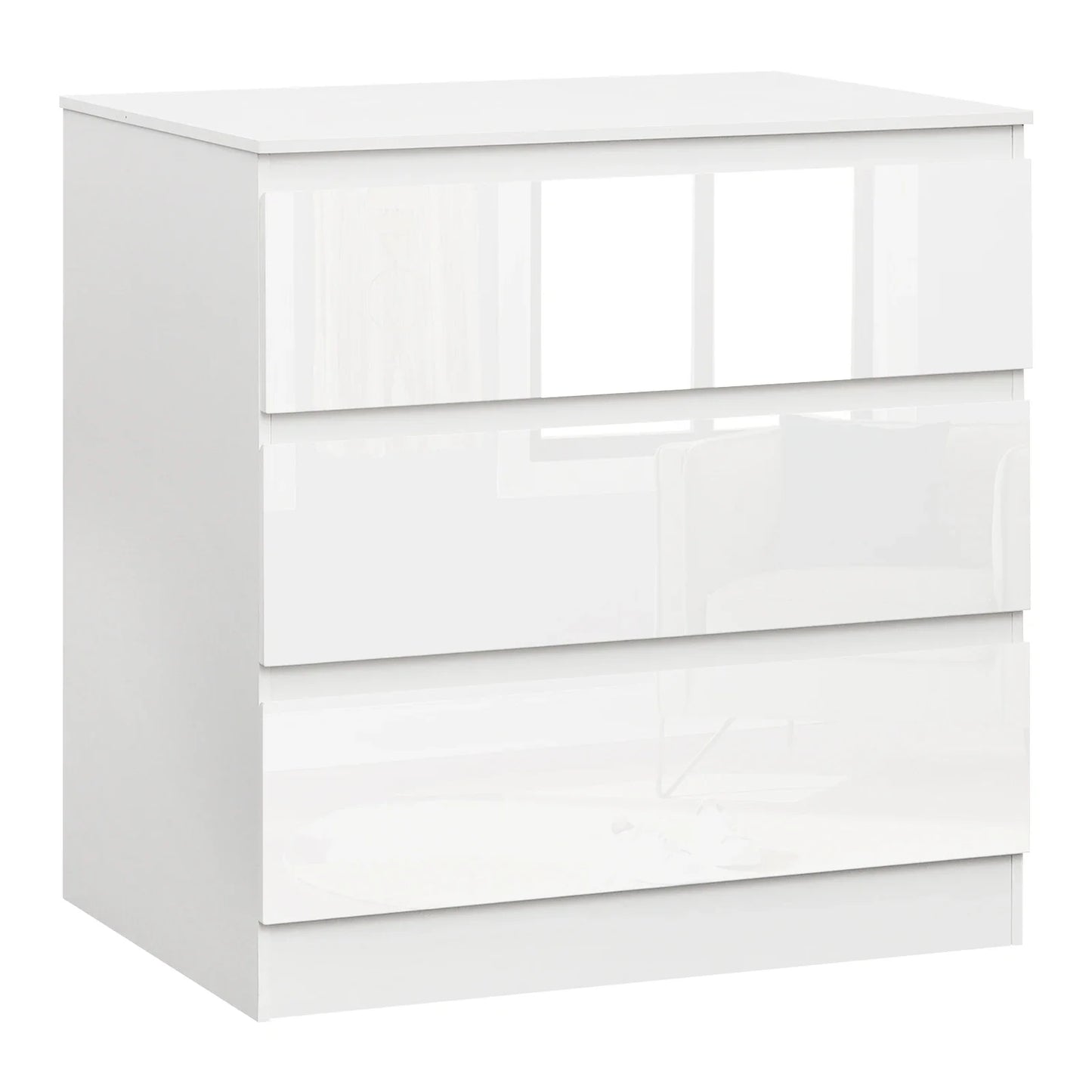 Ladekast - 3 Lades - Nachtkastje - Salon - Bijzet - Kantoor - 80 x 48 x 78 cm – Houten Archiefkast - Grote Opberglades – Thuisgebruik - Wit